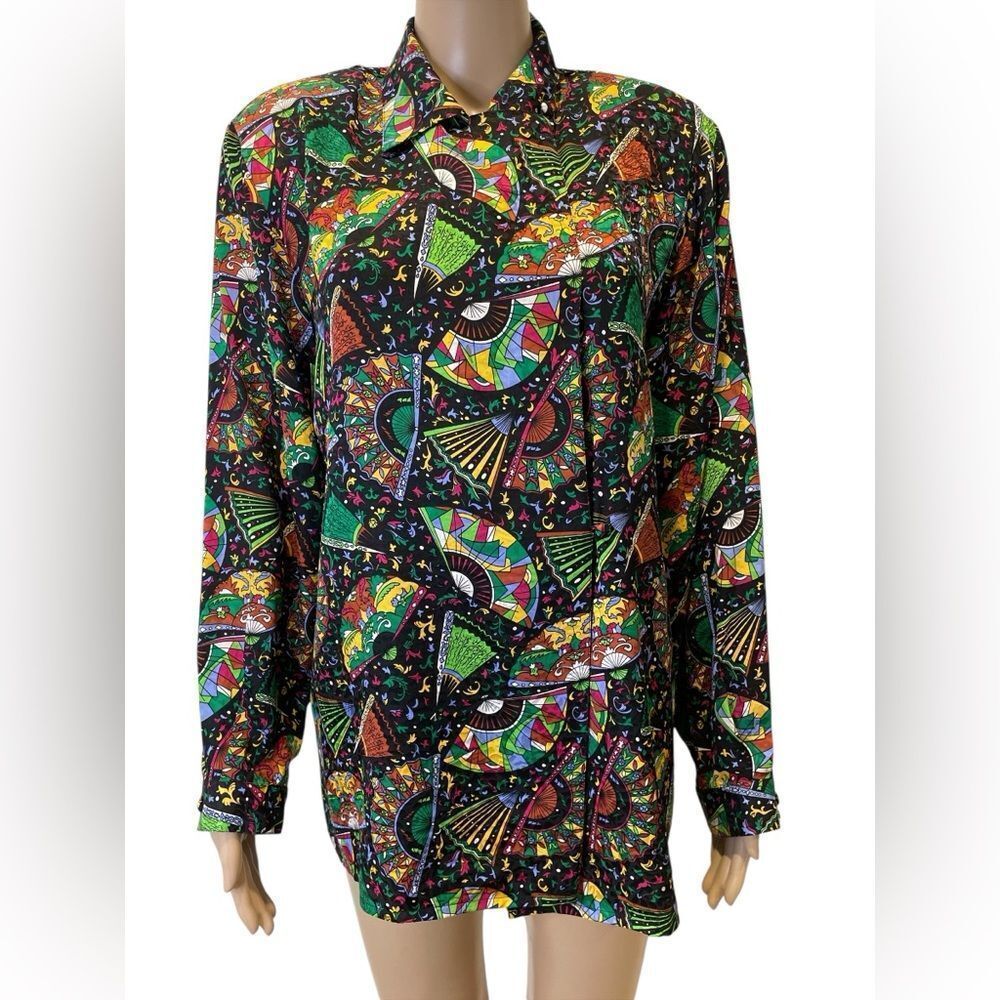 TANNER Colorful Geometric Long Sleeve Top size 14